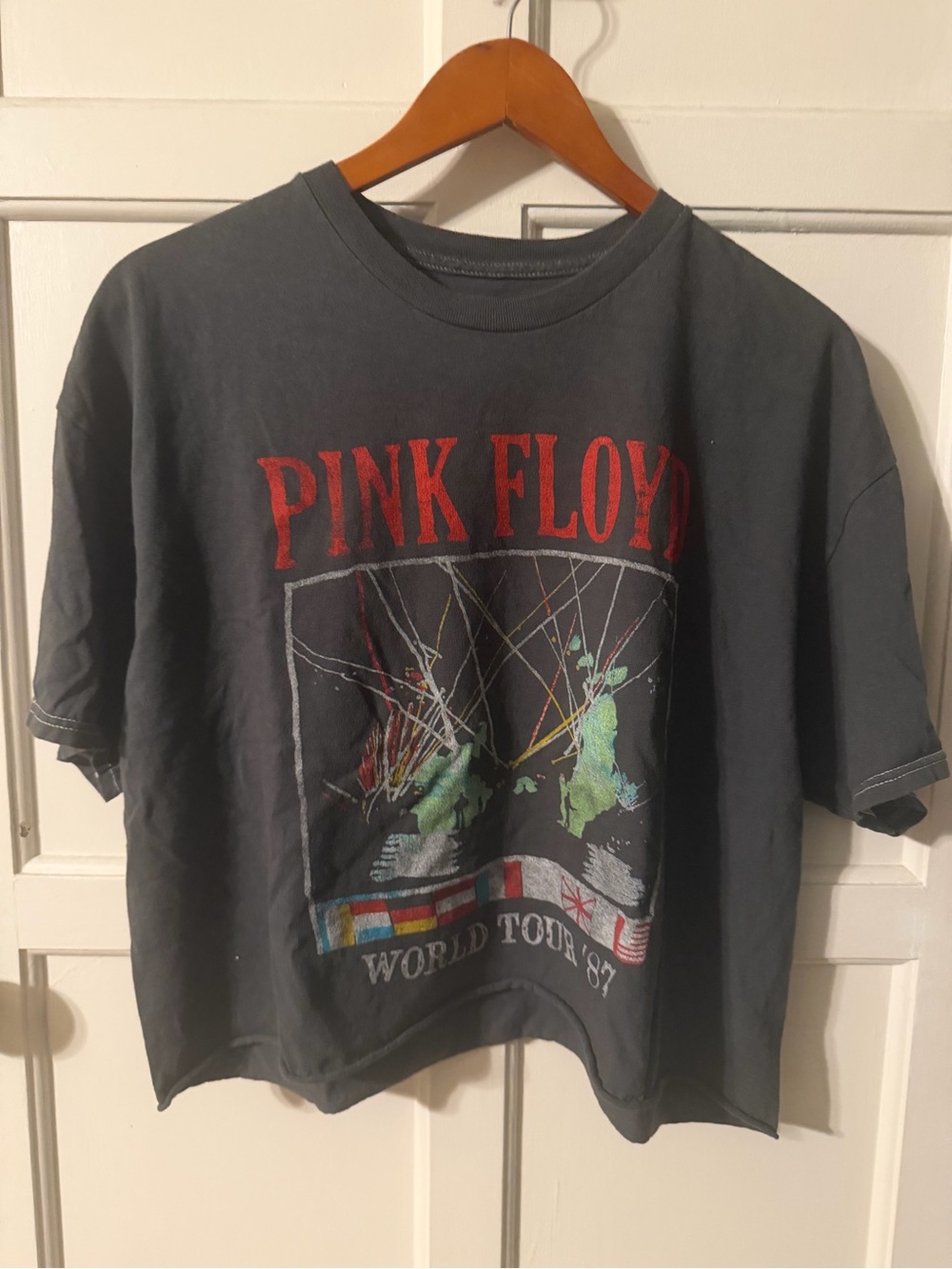 Pink Floyd women’s  Short Sleeve Crop Tee with Red Logo
